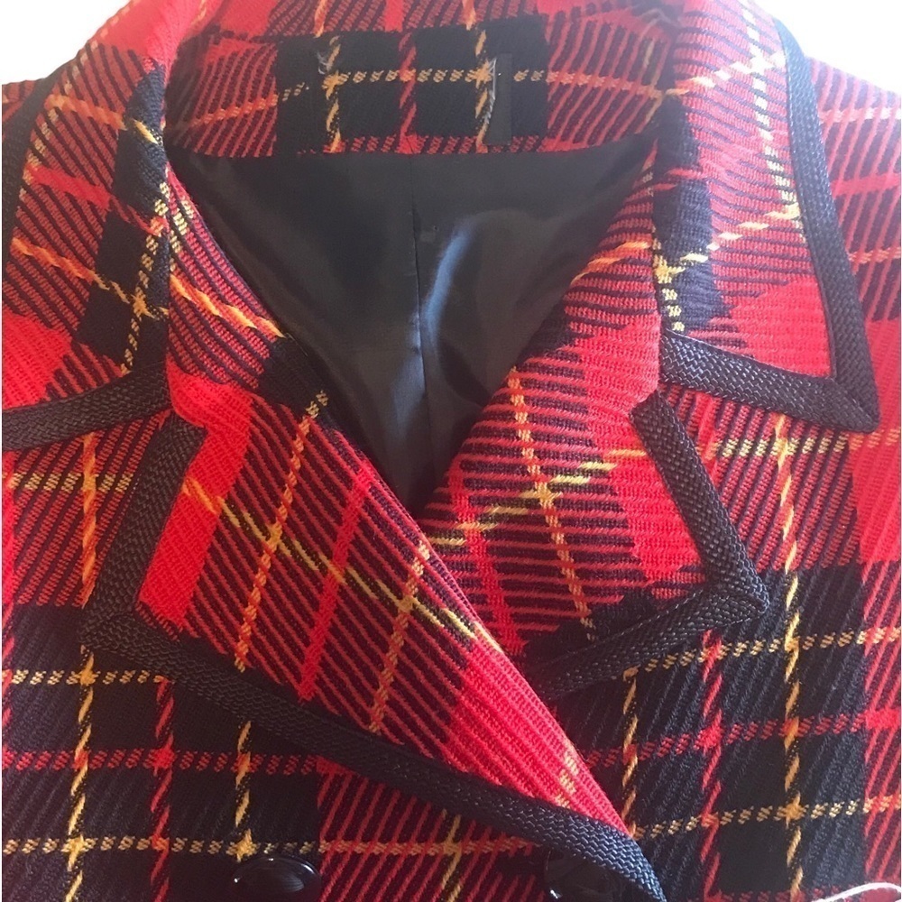 Vintage Herman Grossman Bouble Breasted Wool Plaid Blazer New Old Stock 14